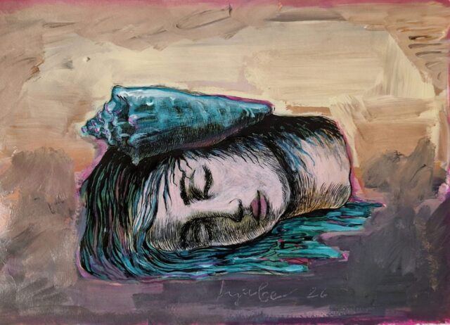Sea pulse, acryl, ink, A3, 2026